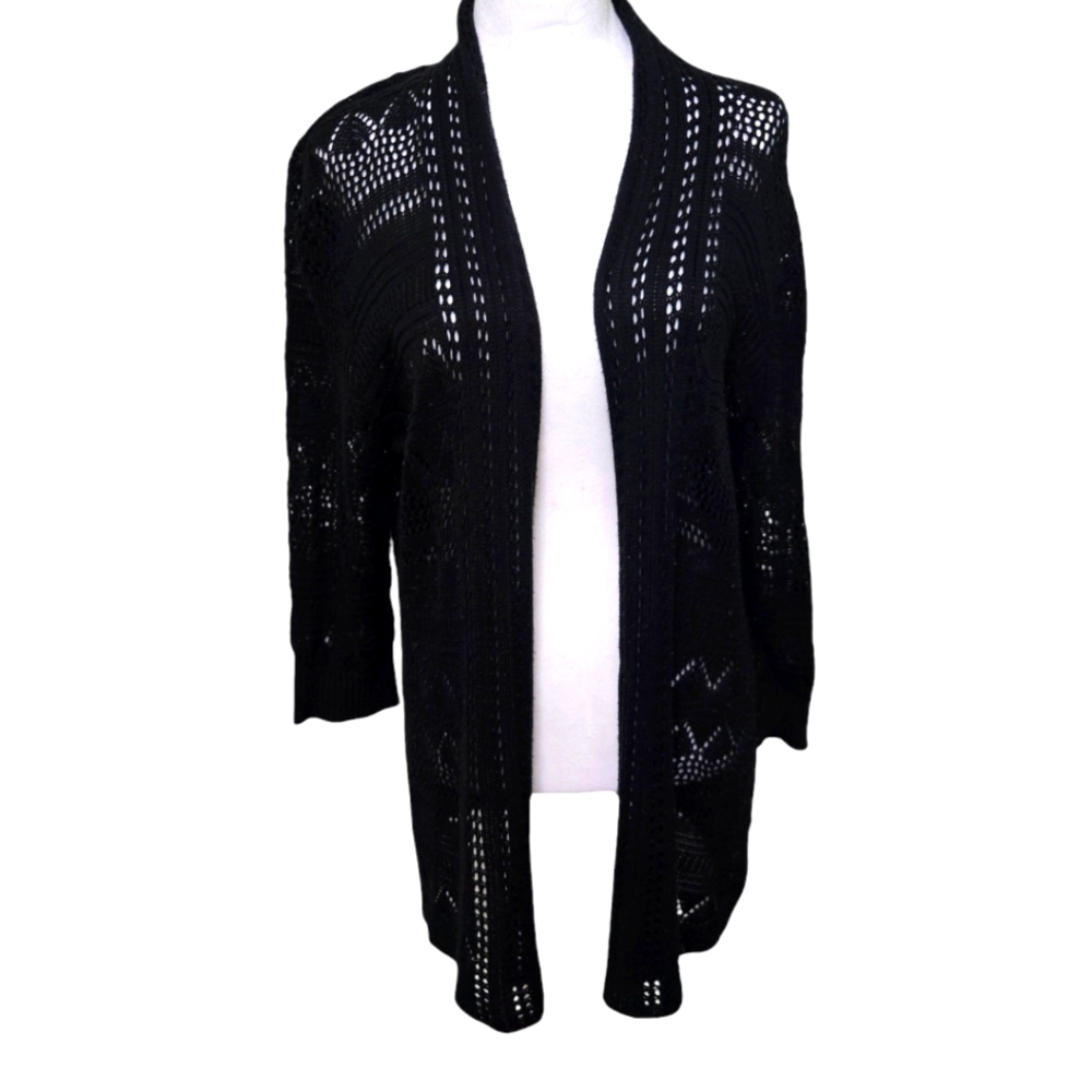 89th & Madison black quarter sleeve cardigan sweater size large